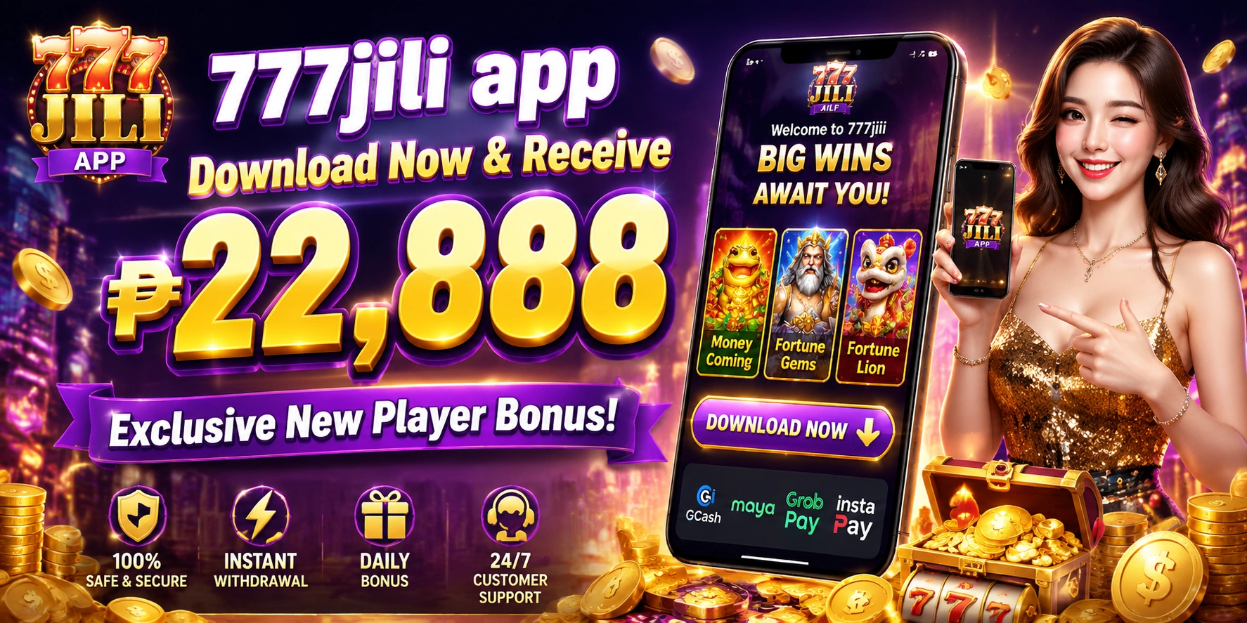 Mobile casino layout on a phone screen